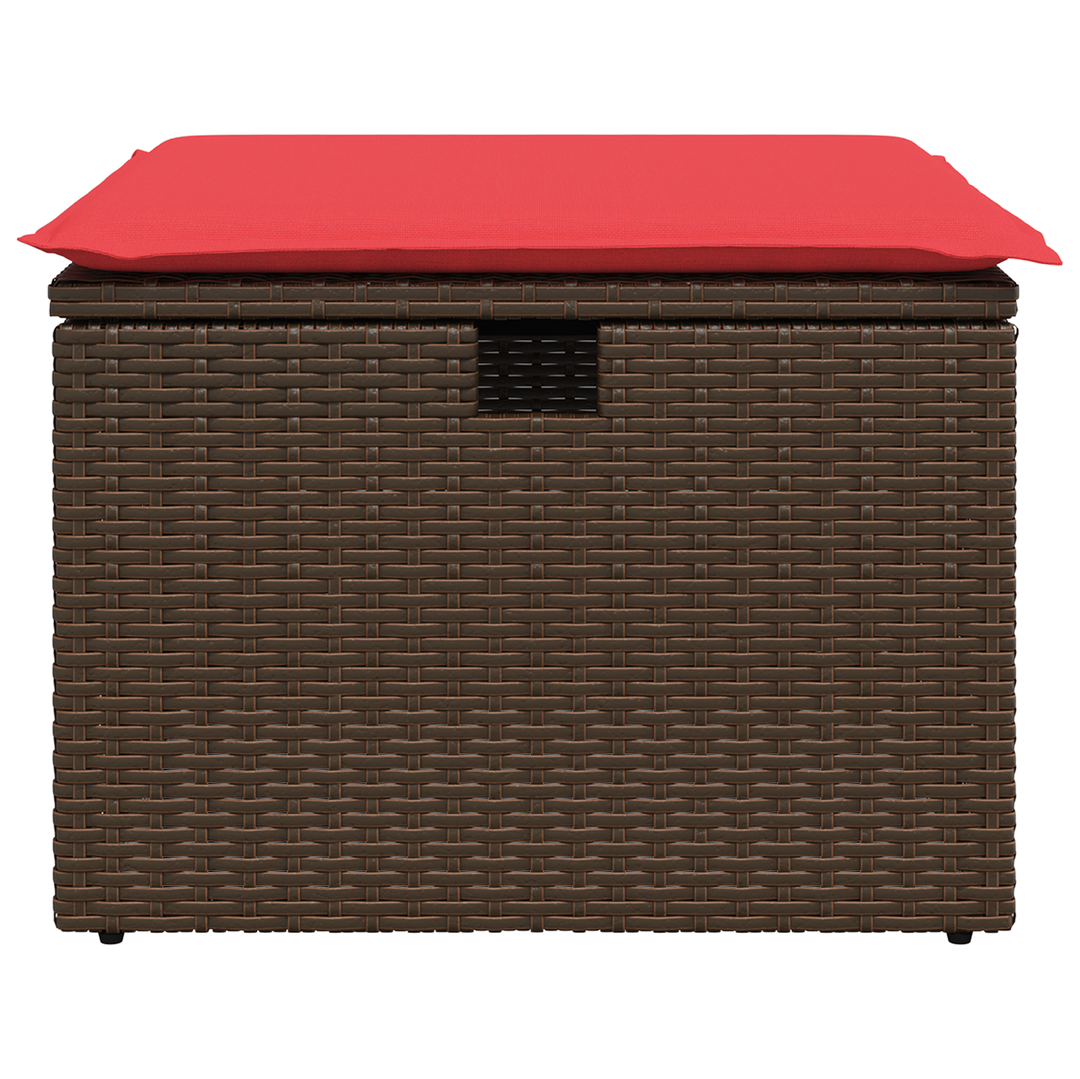 haveskammel med hynde brun 55x55x37 cm polyrattan