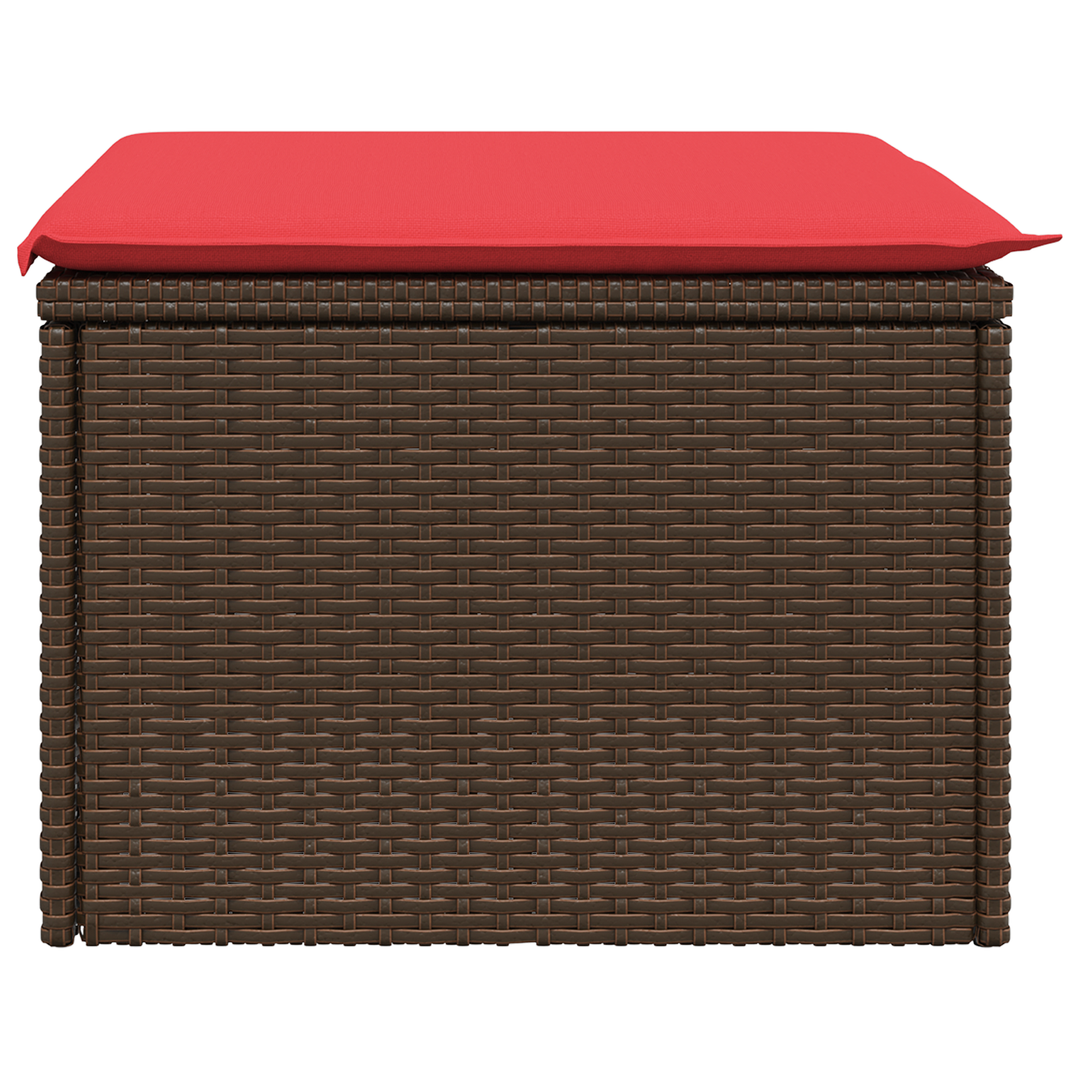 haveskammel med hynde brun 55x55x37 cm polyrattan