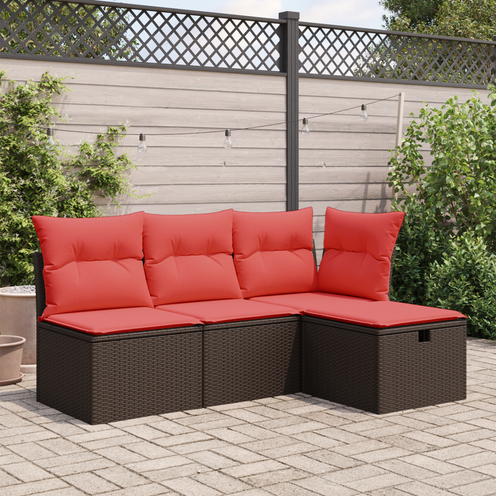 haveskammel med hynde brun 55x55x37 cm polyrattan