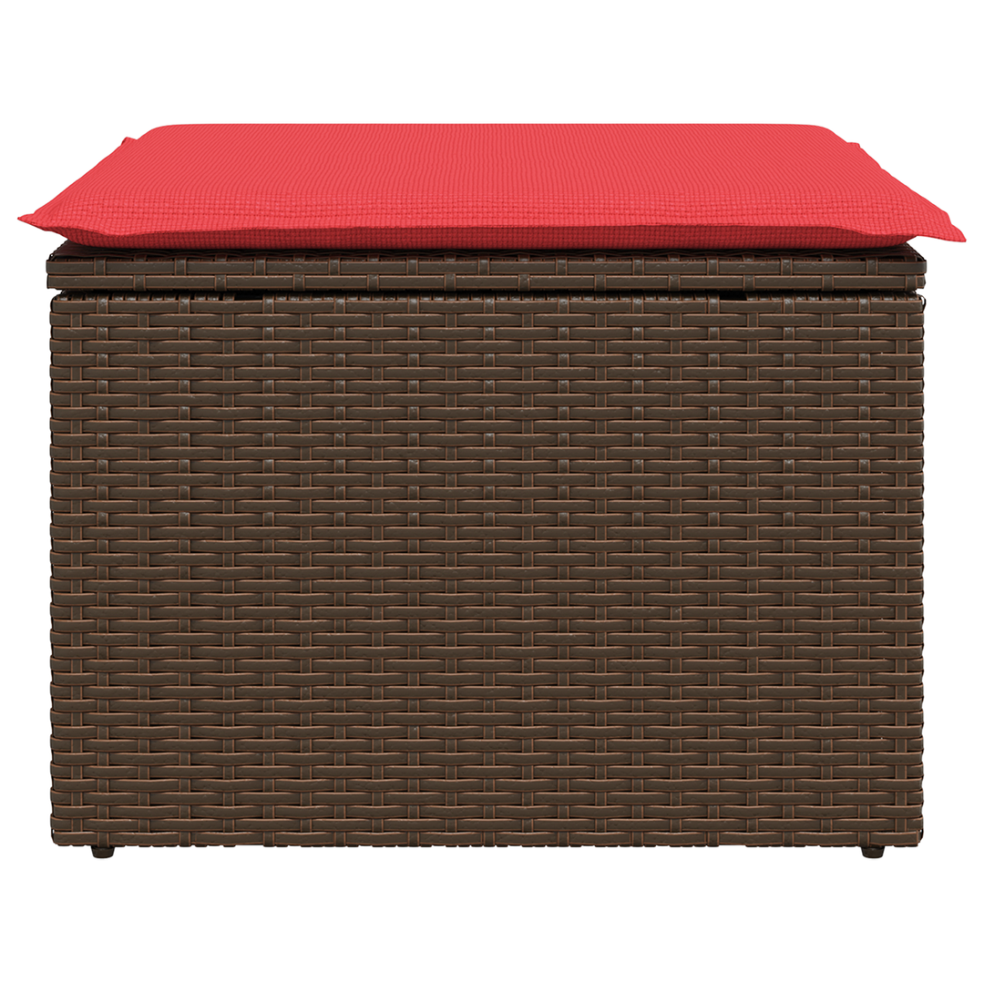 haveskammel med hynde brun 55x55x37 cm polyrattan