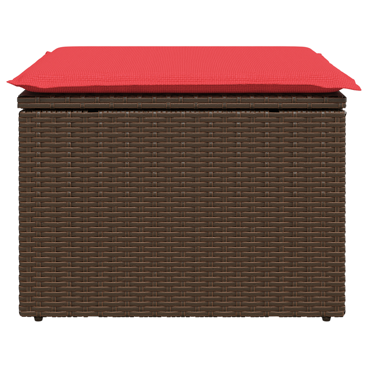 haveskammel med hynde brun 55x55x37 cm polyrattan