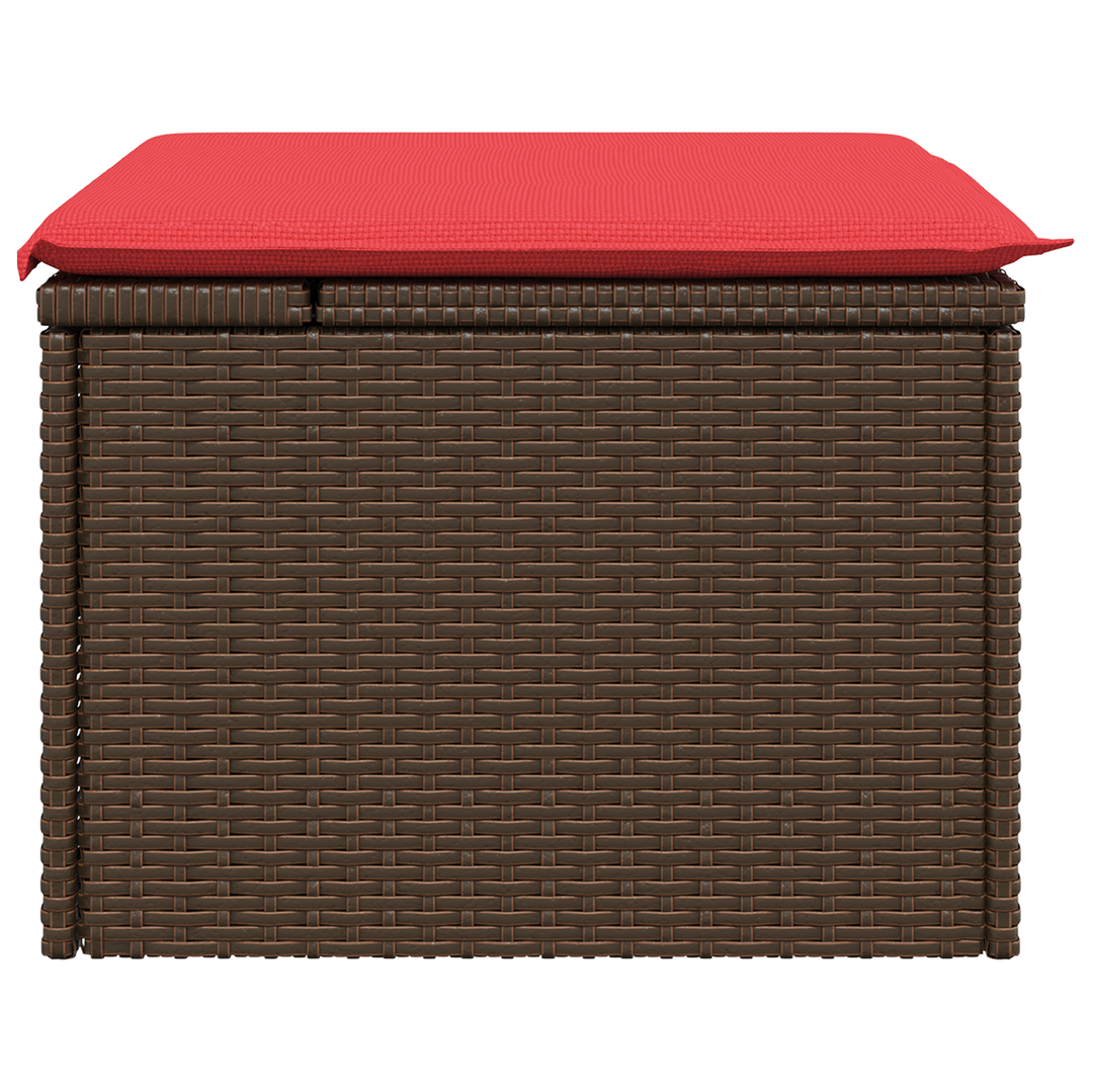 haveskammel med hynde brun 55x55x37 cm polyrattan