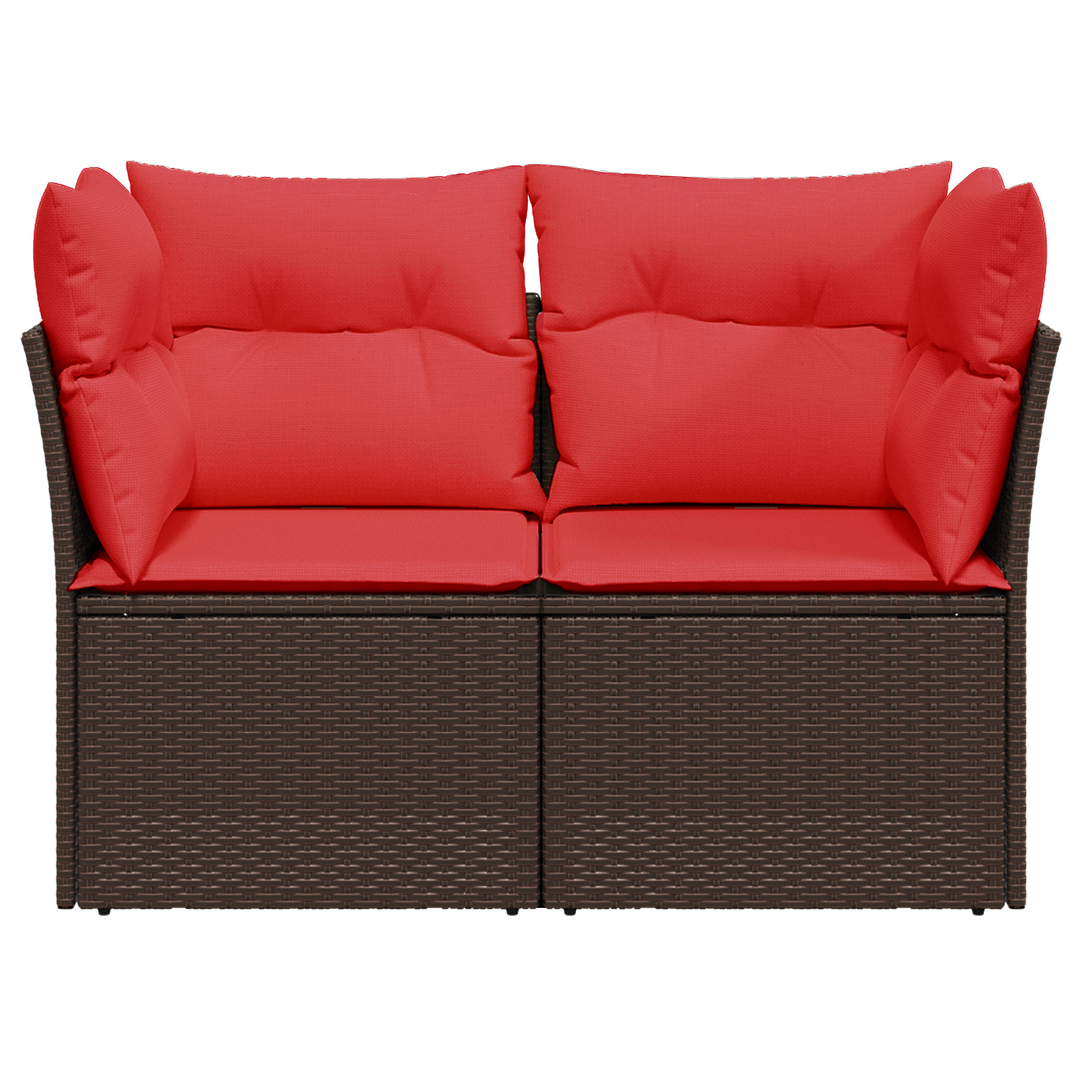 havesofa med hynder 2-personers brun polyrattan
