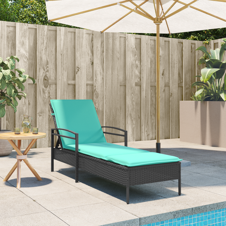 | Solstol | med pude 1-person Sort 63 x 200 x 81 cm polyrattan