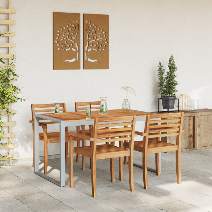Havemøbel Bord Grå 140 x 80 x 75 cm Massivt Akacietræ
