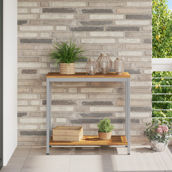 Udendørs Bord med opbevaring Naturlig og grå 80 x 35 x 75 cm