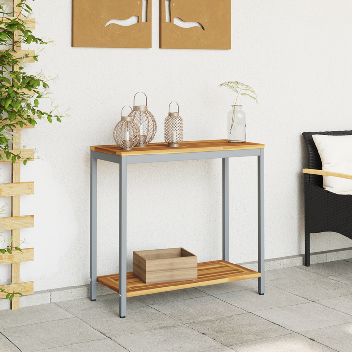 Udendørs Bord med opbevaring Naturlig og grå 80 x 35 x 75 cm
