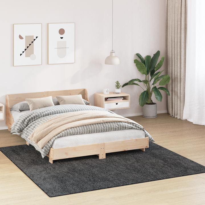 Anti-slip Shaggy tæppe Mørkegrå 200 x 200 cm PP