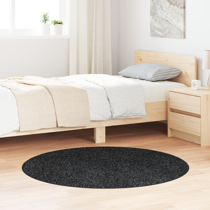 Anti-slip Shaggy tæppe Mørkegrå 120 x 120 cm PP