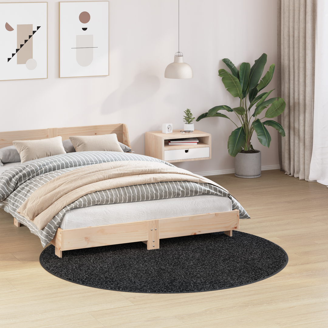 Anti-slip Shaggy tæppe Mørkegrå 160 x 160 cm PP