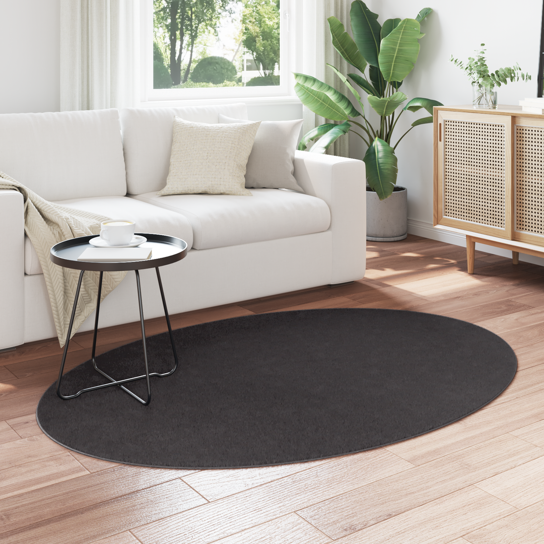 Områdetæpper Oval HUARTE Antracit 120 x 170 cm 100% polyester