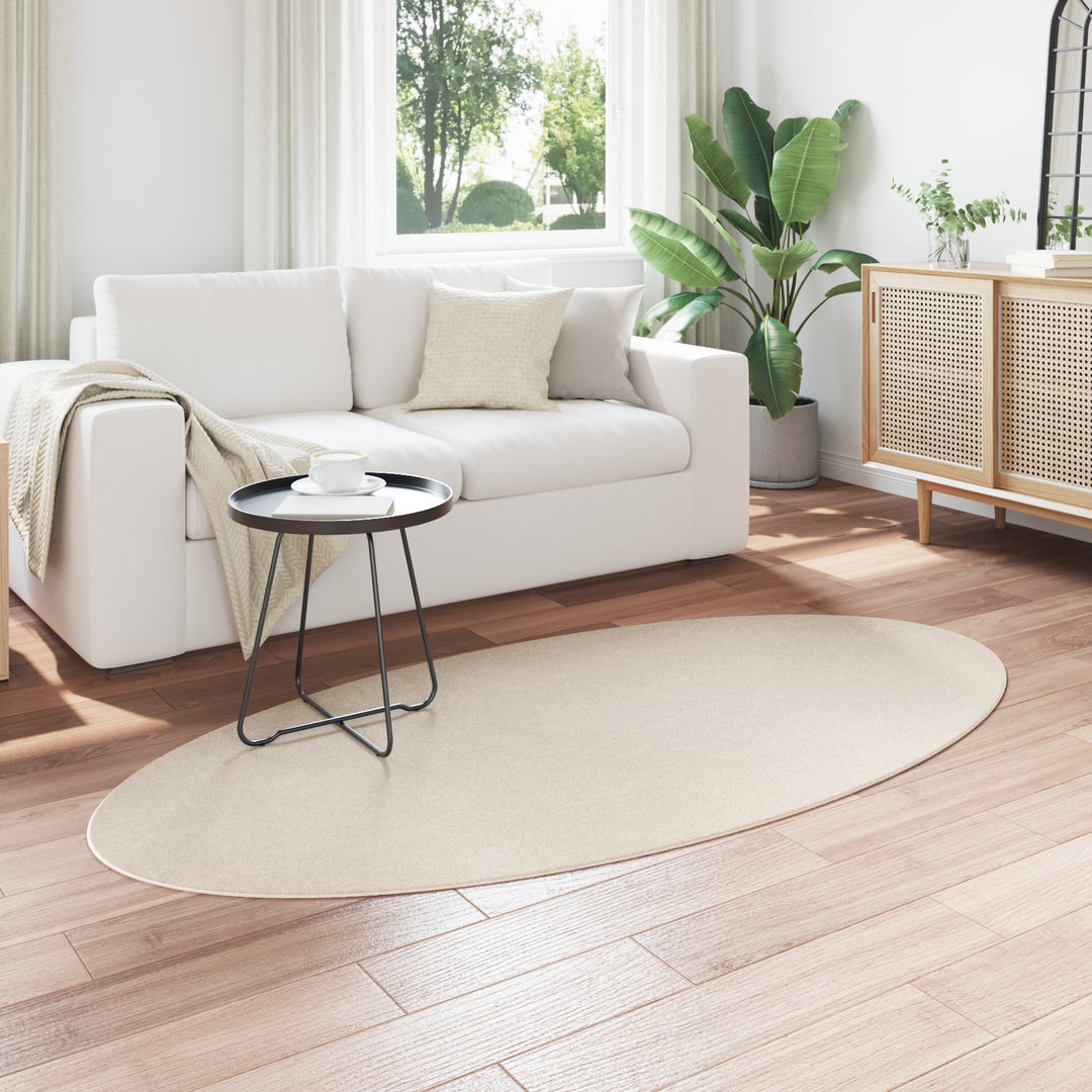 Områdetæpper Oval HUARTE Beige 100 x 200 cm 100% polyester