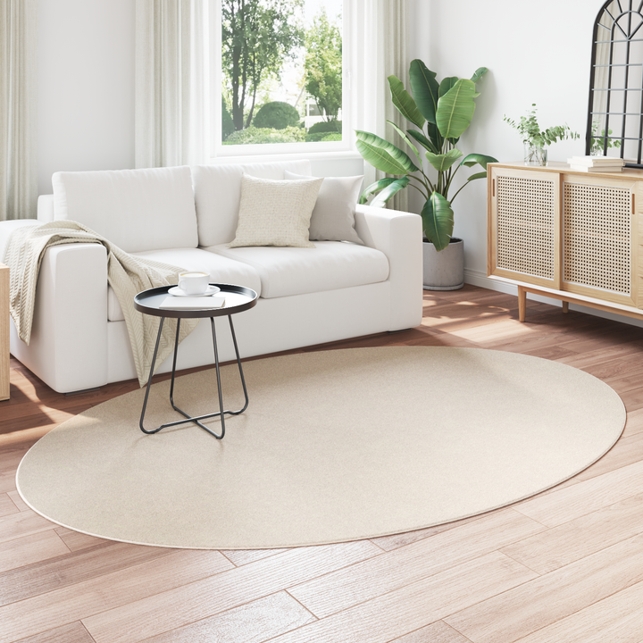 Områdetæpper Oval HUARTE Beige 160 x 230 cm 100% polyester