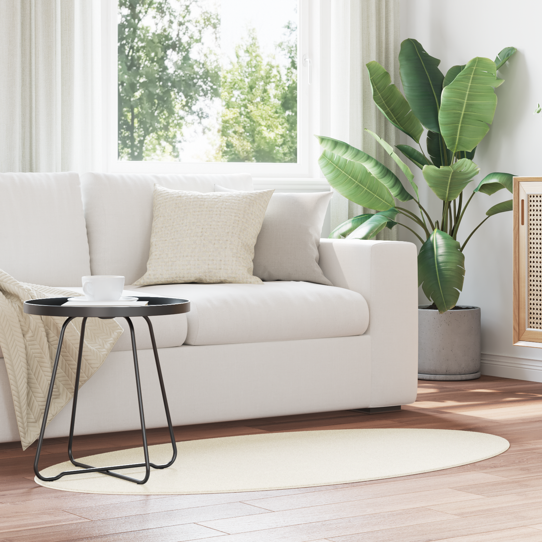 Områdetæpper Oval HUARTE Creme 80 x 150 cm 100% polyester