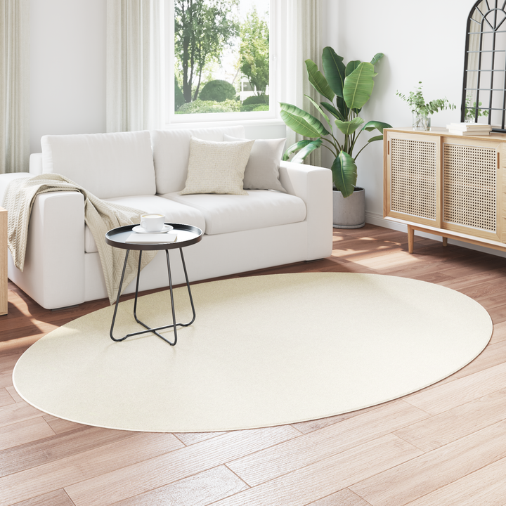Områdetæpper Oval HUARTE Creme 160 x 230 cm 100% polyester