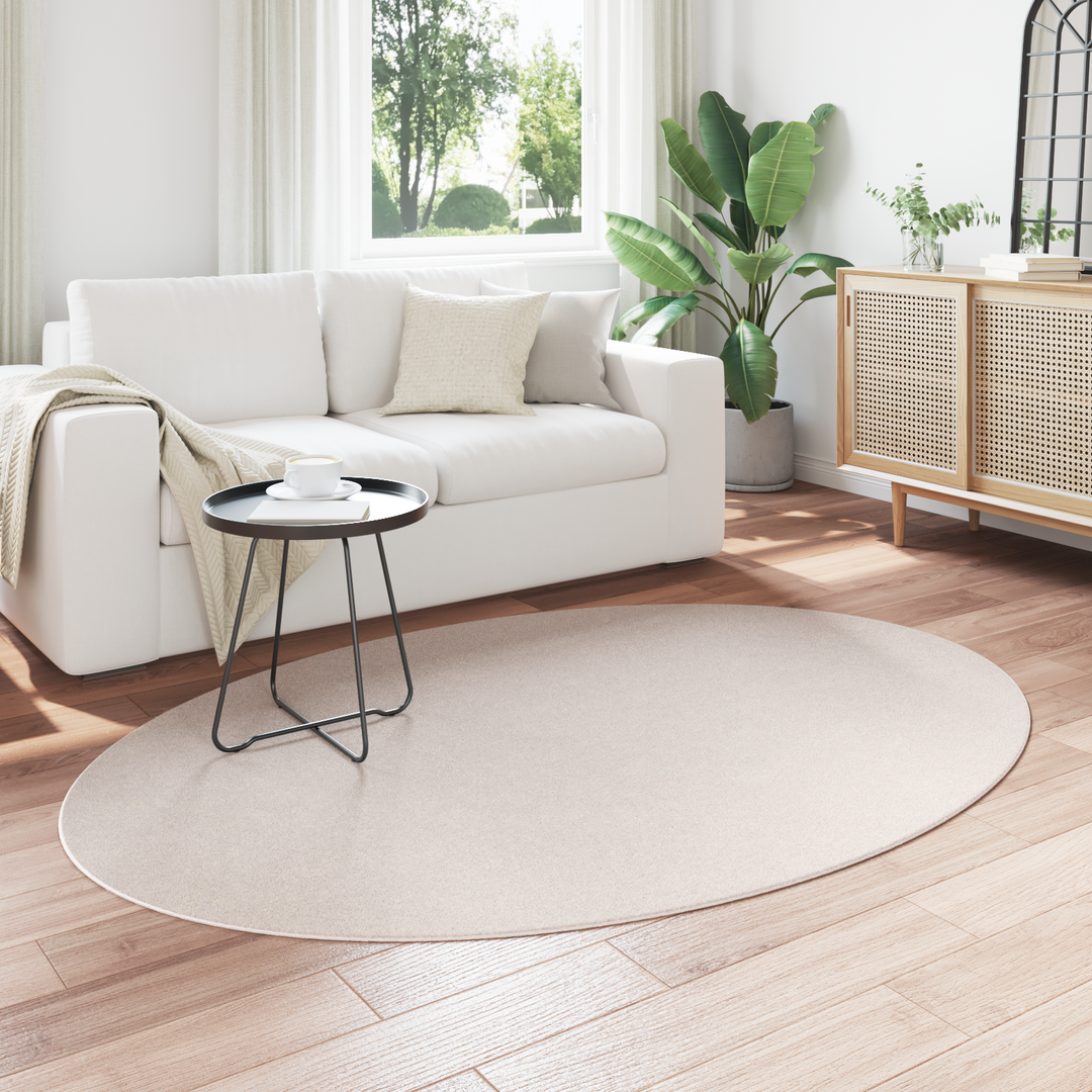 Områdetæpper Oval HUARTE Sandfarvet 120 x 170 cm 100% polyester