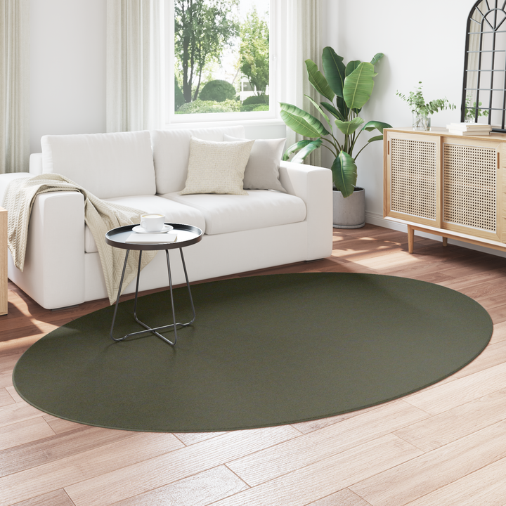 Områdetæpper Oval HUARTE Skovgrøn 160 x 230 cm 100% polyester