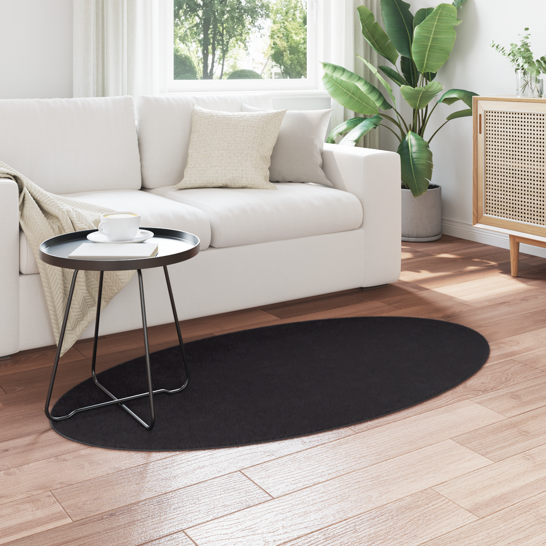 Områdetæpper Oval HUARTE Sort 80 x 150 cm 100% polyester