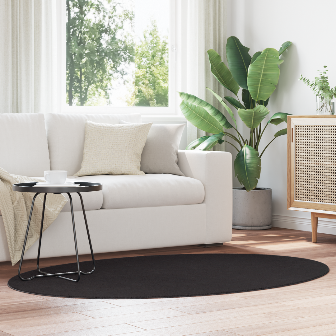 Områdetæpper Oval HUARTE Sort 120 x 170 cm 100% polyester