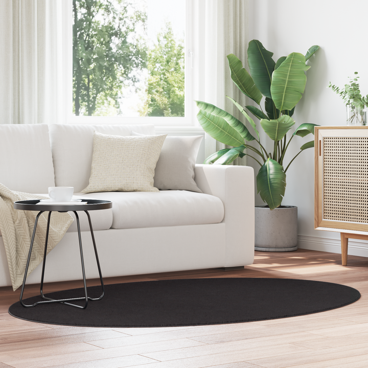 Områdetæpper Oval HUARTE Sort 120 x 170 cm 100% polyester