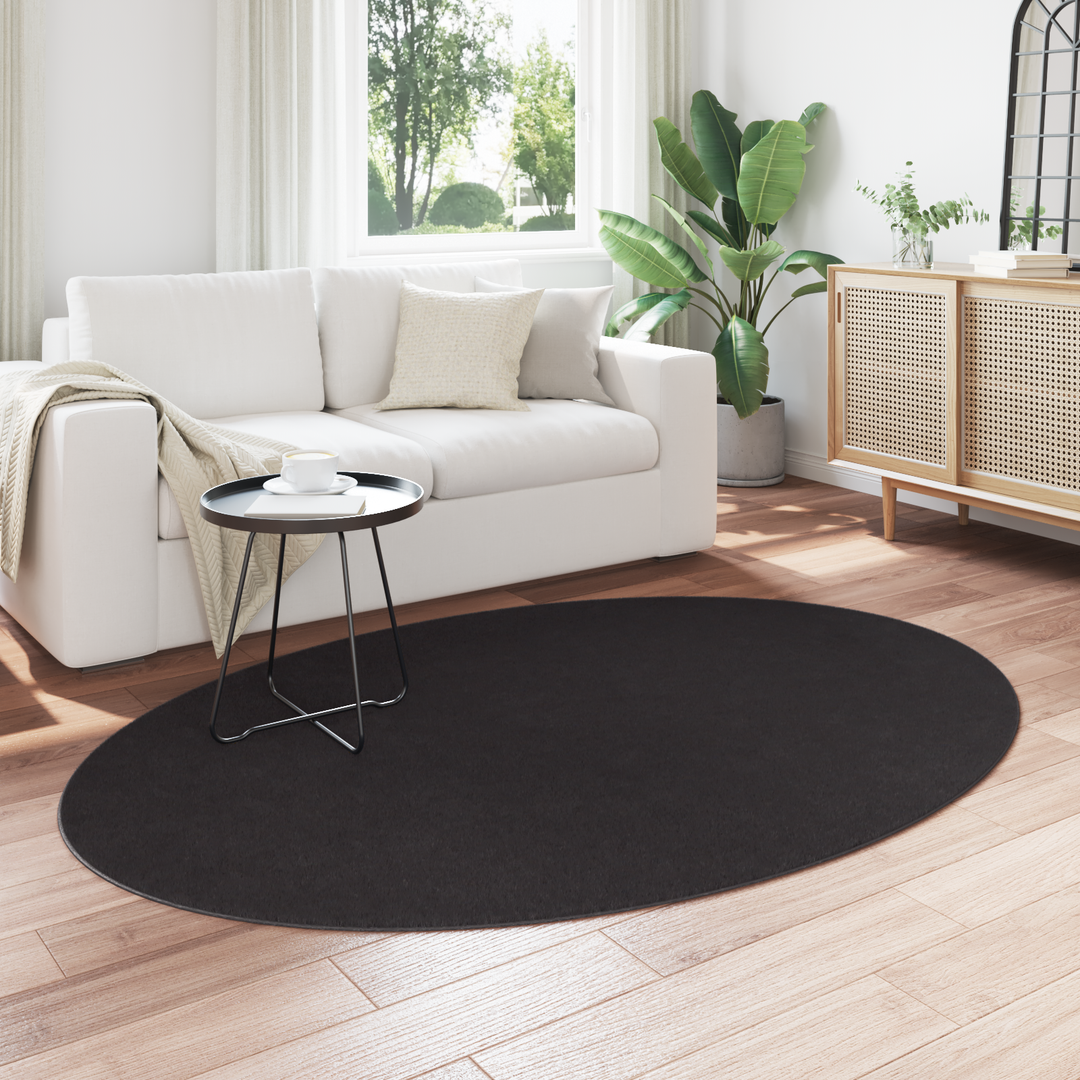 Områdetæpper Oval HUARTE Sort 140 x 200 cm 100% polyester