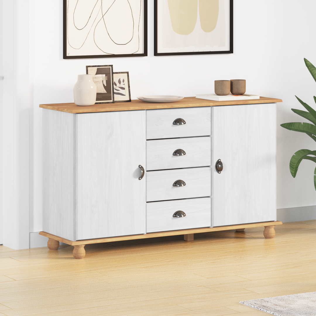 Sideboard med skuffe ASKIM 133,5 x 40 x 79 cm Massivt fyrretræ
