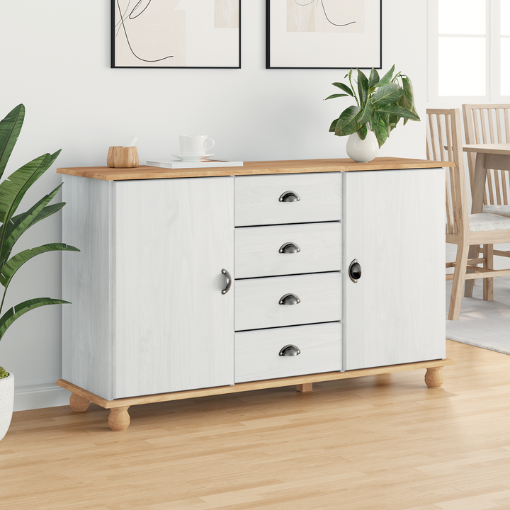 Sideboard med skuffe ASKIM 133,5 x 40 x 79 cm Massivt fyrretræ