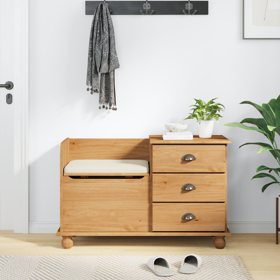 Opbevaringsbænk ASKIM Brun 100 x 39 x 62 cm Massiv fyrretræ
