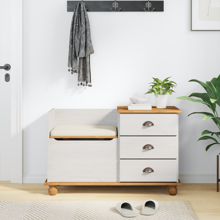 Opbevaringsbænk ASKIM Hvid 100 x 39 x 62 cm Massiv fyrretræ