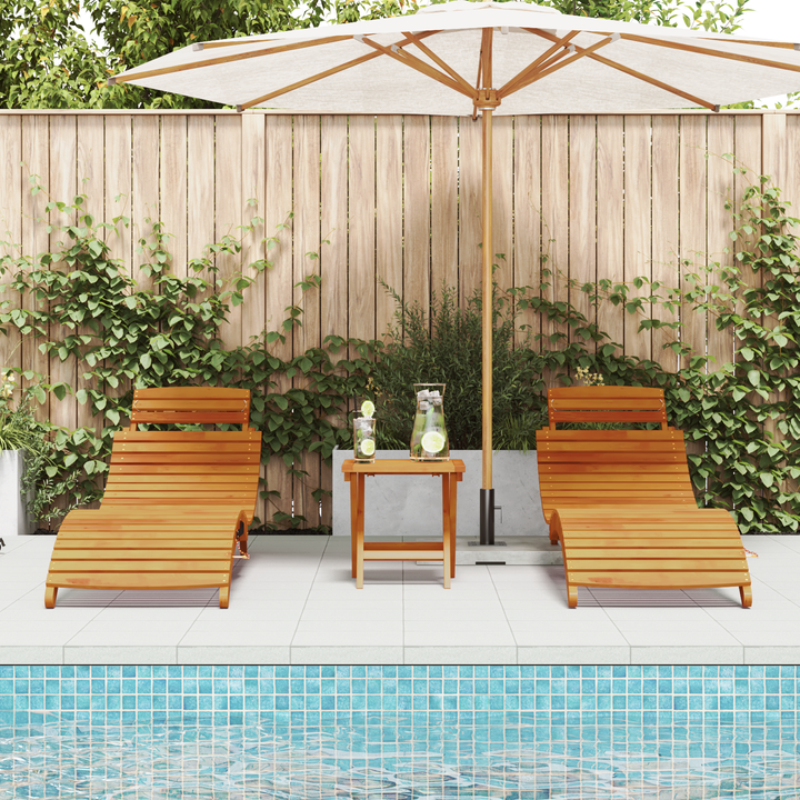 Liggestol 2 pcs Brun 55 x 184 x 64cm Massivt Akacietræ