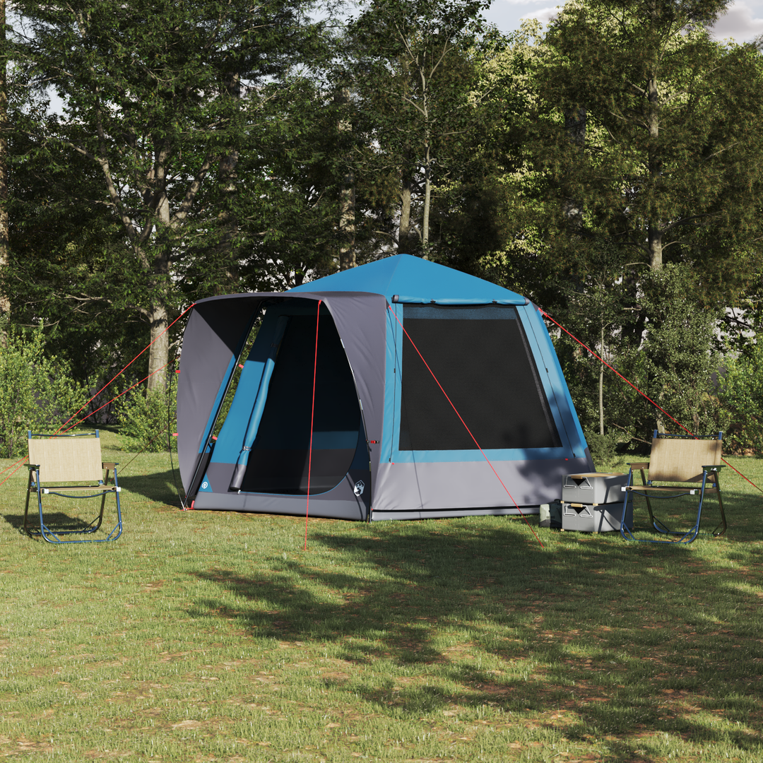 Camping telt Hytte med tag Blå 420 x 420 x 227 cm Polyester