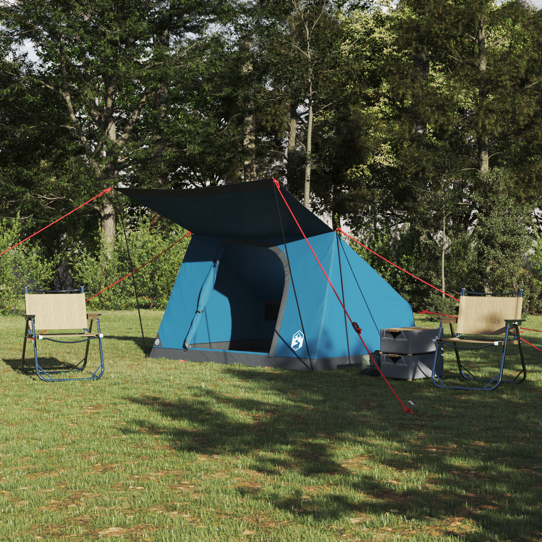 Camping telt med tag med opbevaring Blå 223 x 163 x 130 cm taft