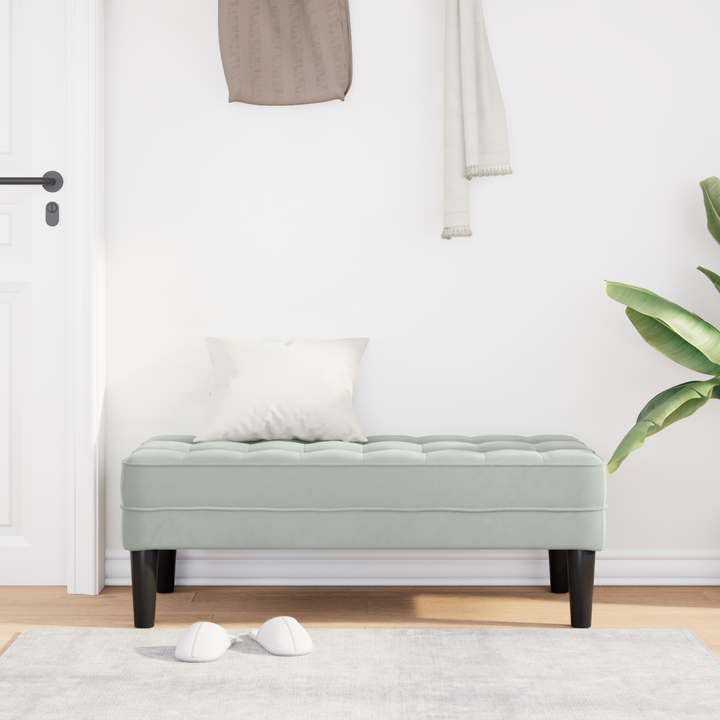 bænk med pude Lysegrå 113 x 57 x 39 cm Fløjl