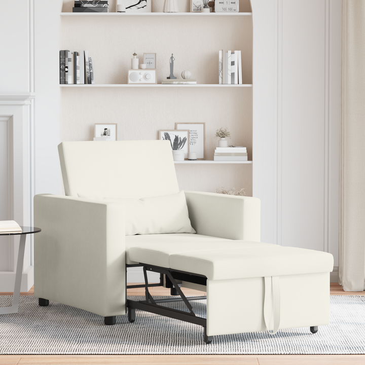 Utrækkelig sovesofa enkelt med hjul Creme Fløjl