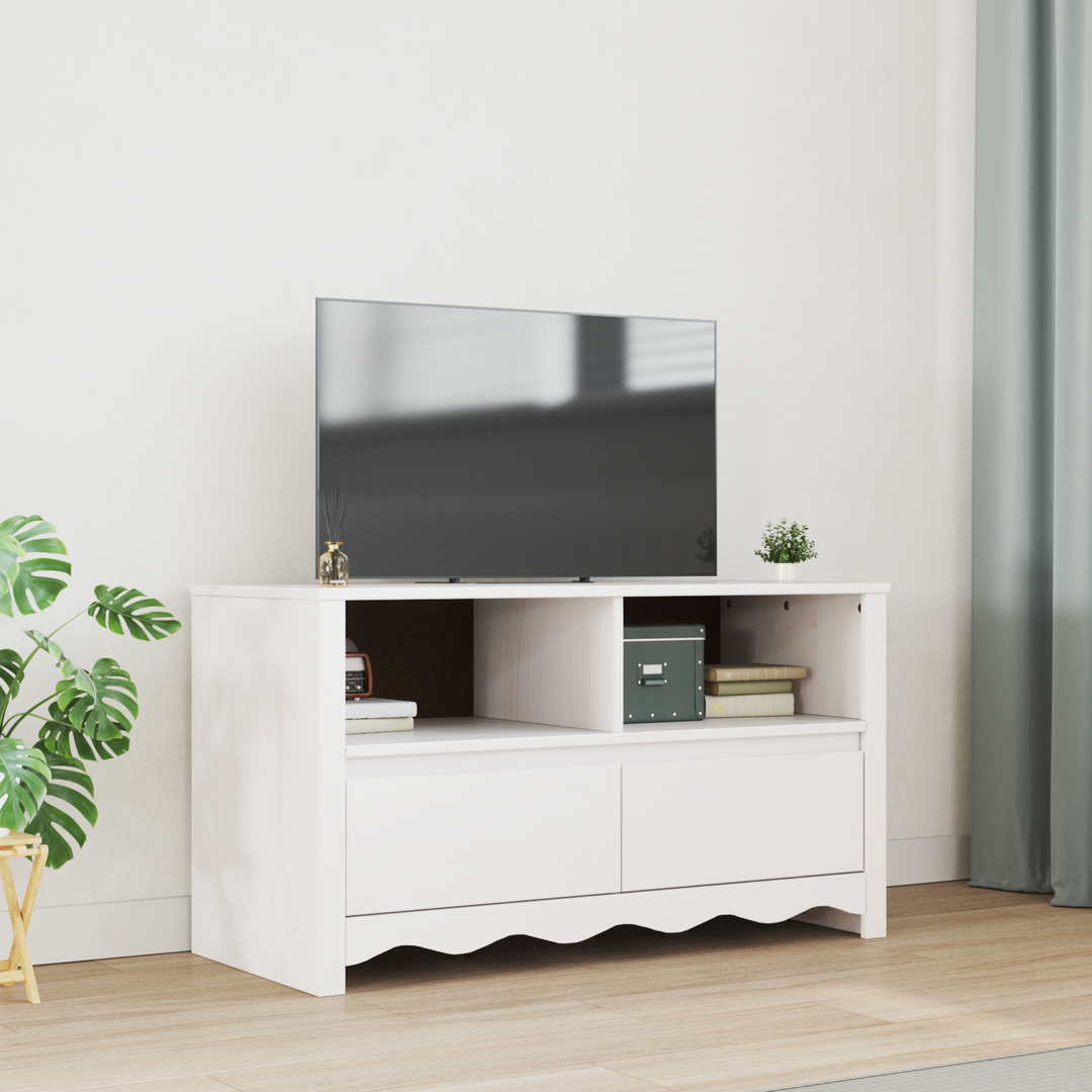 TV-skab Drammen Hvid 99 x 43 x 55 cm Massivt fyrretræ