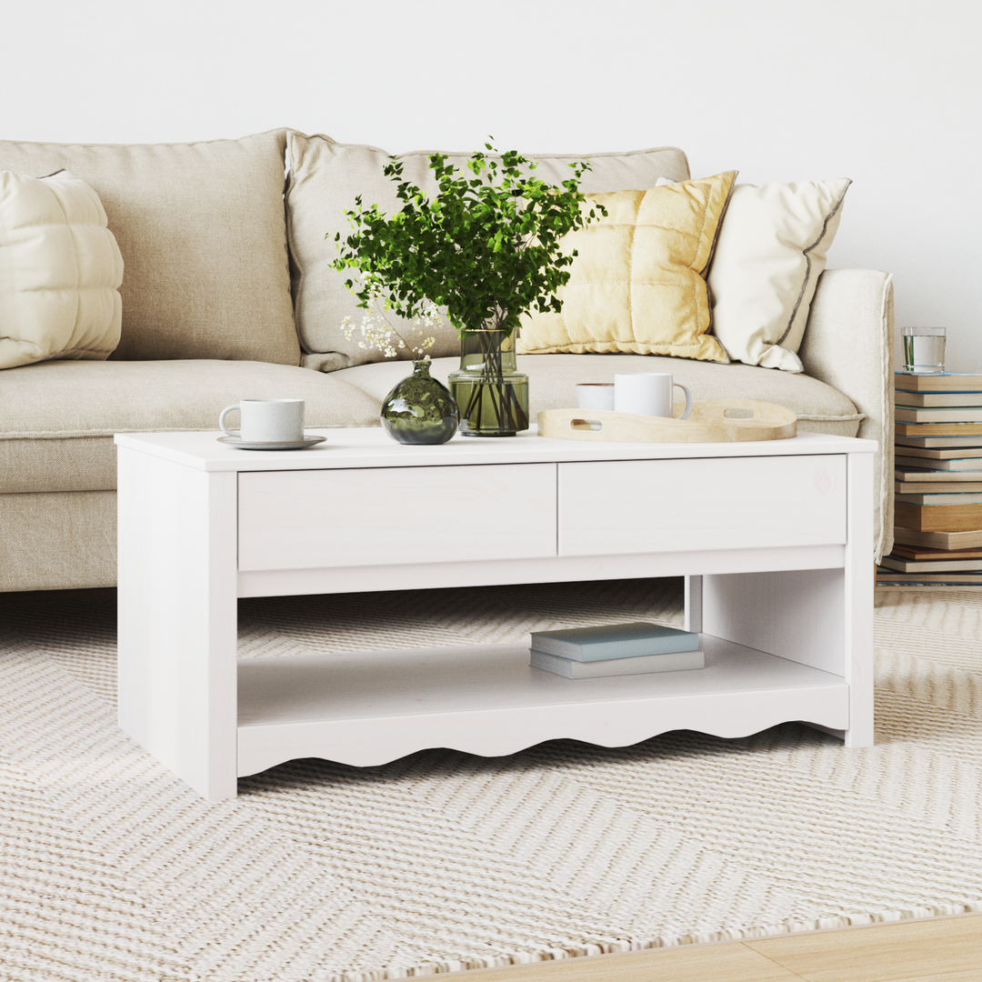 Sofabord Drammen Hvid 99 x 55 x 45 cm Massiv fyrretræ