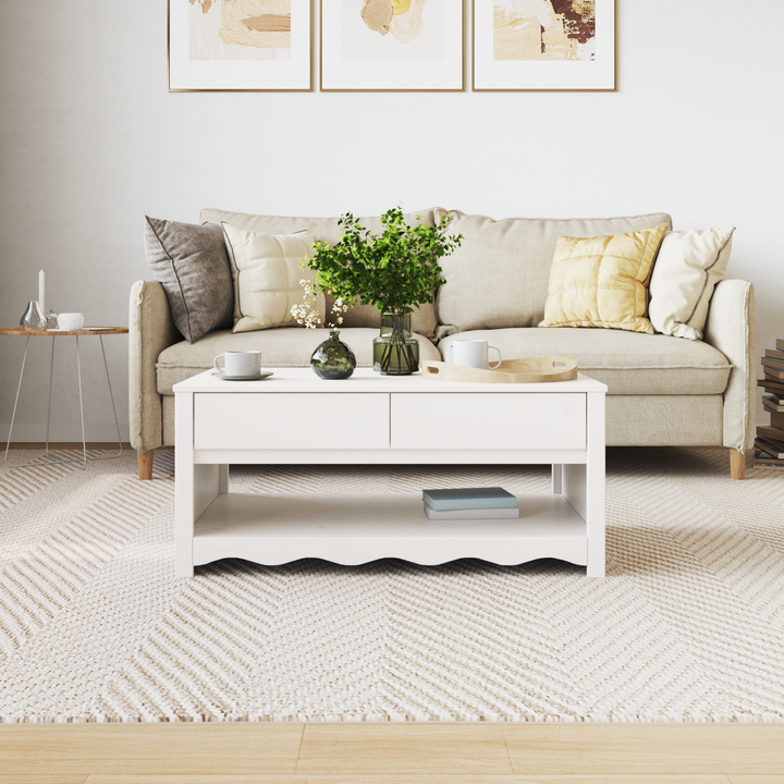 Sofabord Drammen Hvid 99 x 55 x 45 cm Massiv fyrretræ