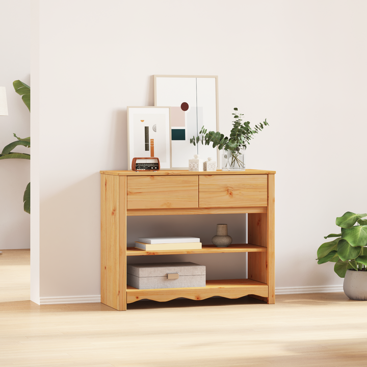 Konsolbord med skuffe Drammen Egetræsfarvet 89,5 x 37 x 73 cm
