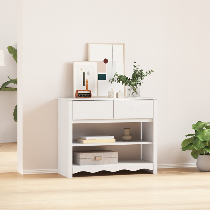 Konsolbord Drammen Hvid 89,5 x 37 x 73 cm Massiv fyrretræ