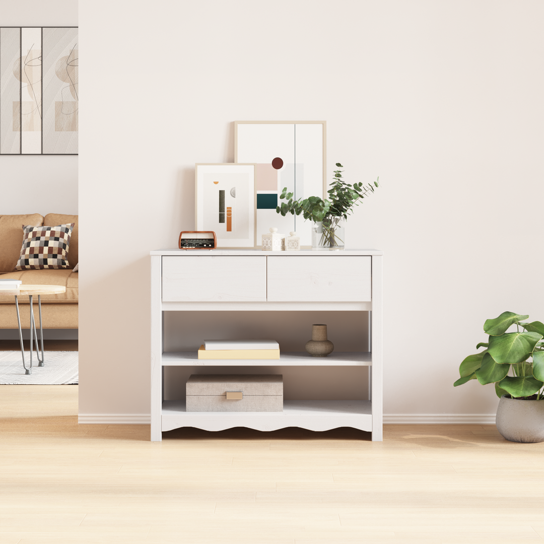 Konsolbord Drammen Hvid 89,5 x 37 x 73 cm Massiv fyrretræ