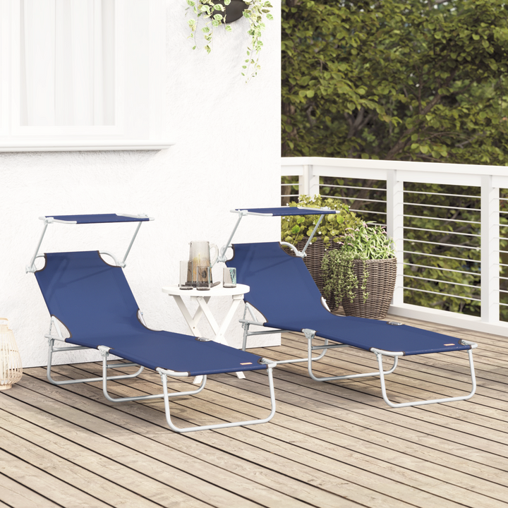 Solstol 2 pcs Blå 58 x 188 x 77cm Polyester