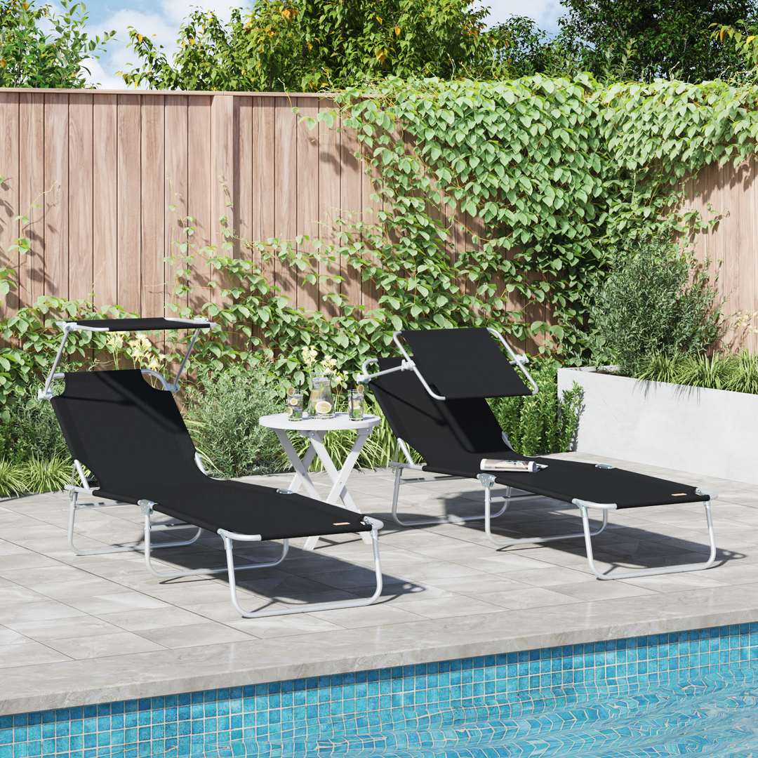 Solstol 2 pcs Sort 58 x 188 x 77cm Polyester