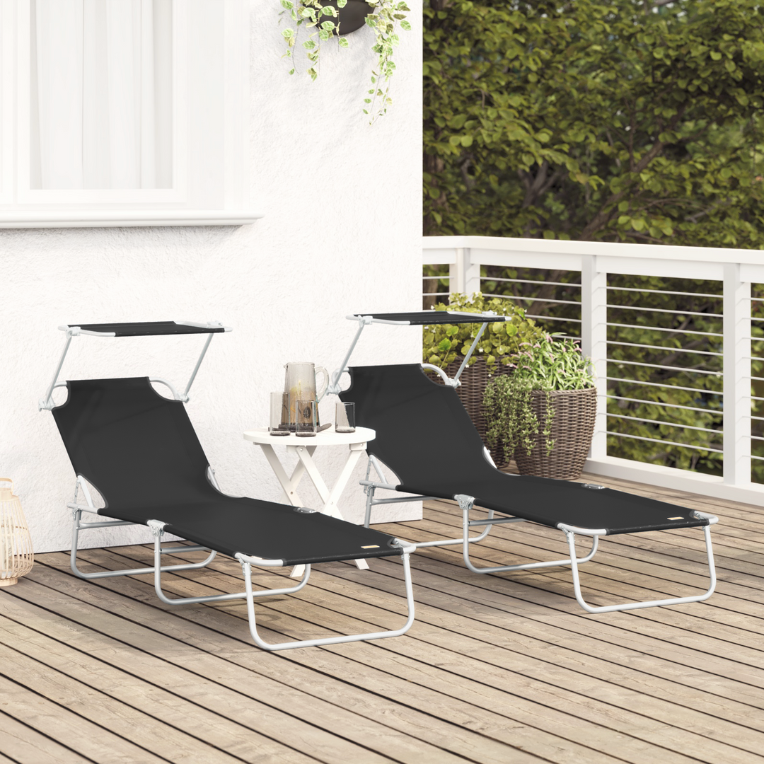 Solstol 2 pcs Sort 58 x 188 x 77cm Polyester