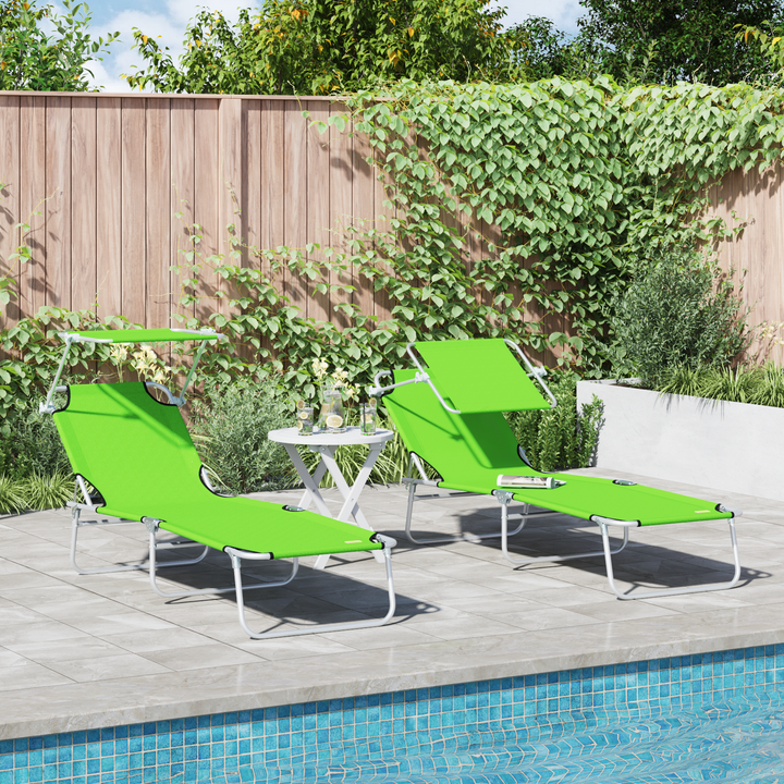 Solstol 2 pcs Grøn 58 x 188 x 77cm Polyester