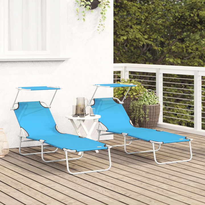 Solstol 2 pcs Lys Blå 58 x 188 x 77cm Polyester