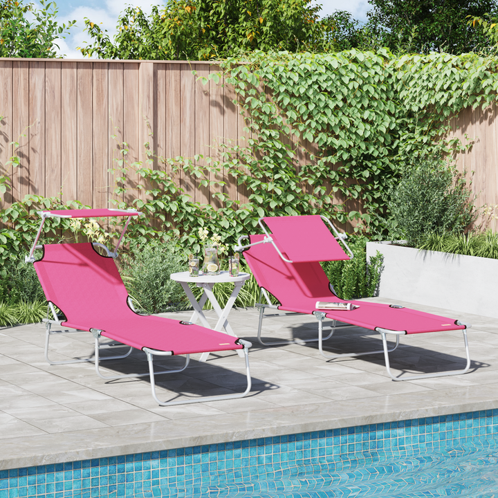 Solstol 2 pcs Lyserød 58 x 188 x 77cm Polyester