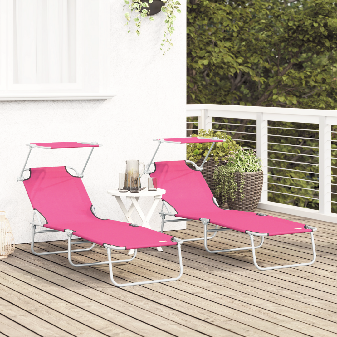 Solstol 2 pcs Lyserød 58 x 188 x 77cm Polyester