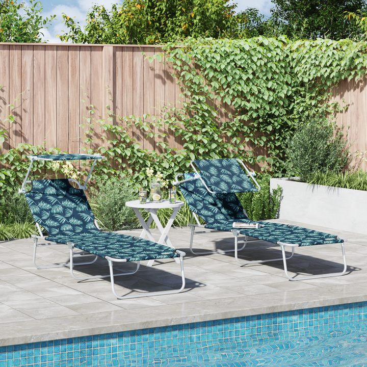 Solstol 2 pcs Grøn 58 x 188 x 77cm Polyester