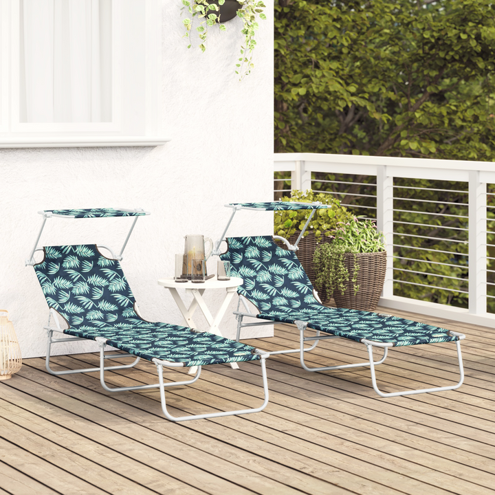 Solstol 2 pcs Grøn 58 x 188 x 77cm Polyester