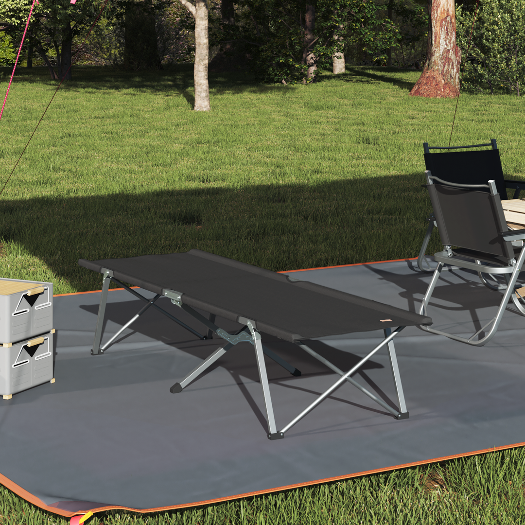 Foldende Camping Seng Sort 194 x 62,5 x 42,5 cm Oxford og Stål